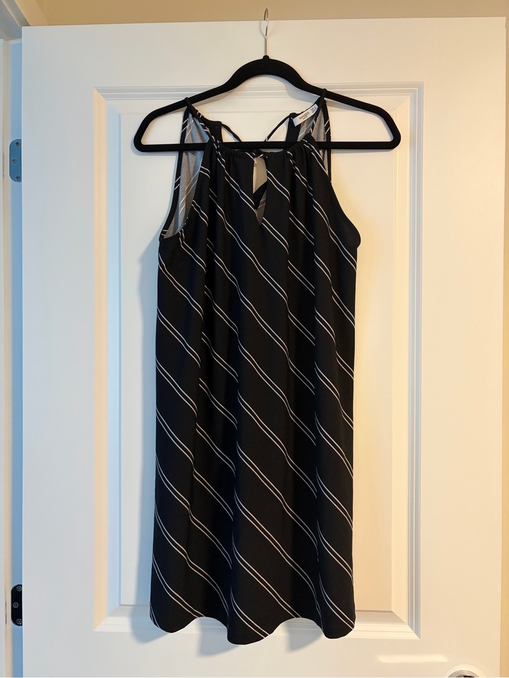 Black Striped Halter Dress